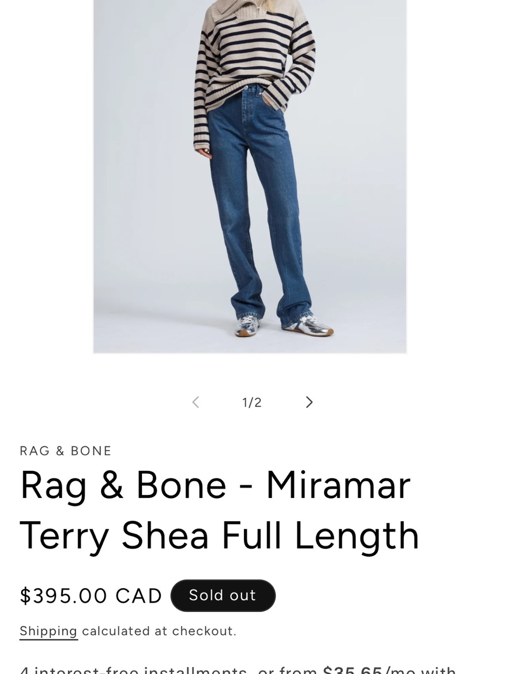 rag & bone woman’s  Miramar Relaxed Jeans — Blue